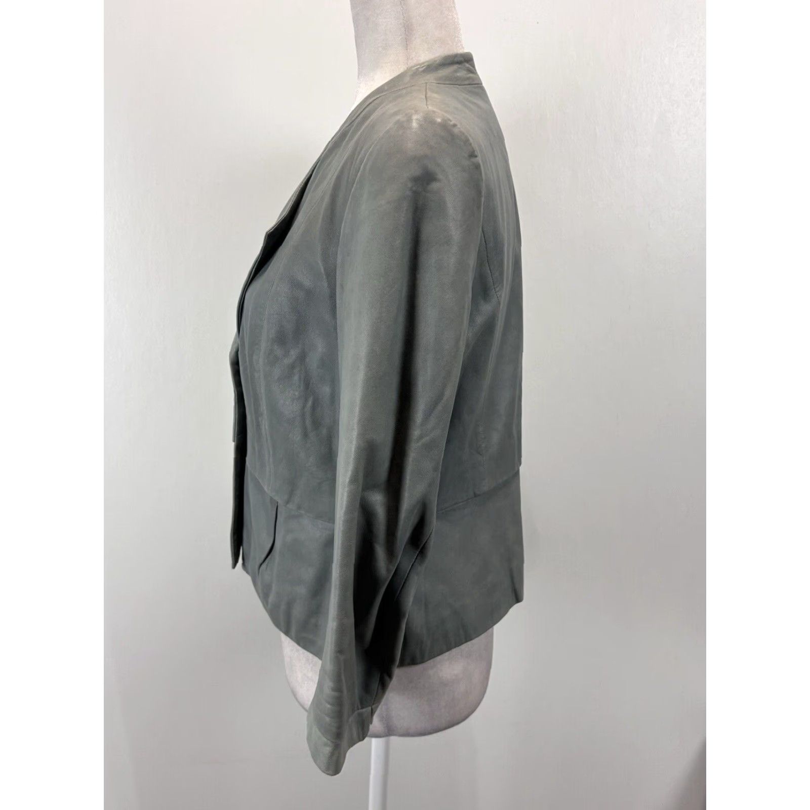 Vintage Women's Leather Blazer Jacket Small Gray Classiques Entier Size S / US 4 / IT 40 - 4 Thumbnail