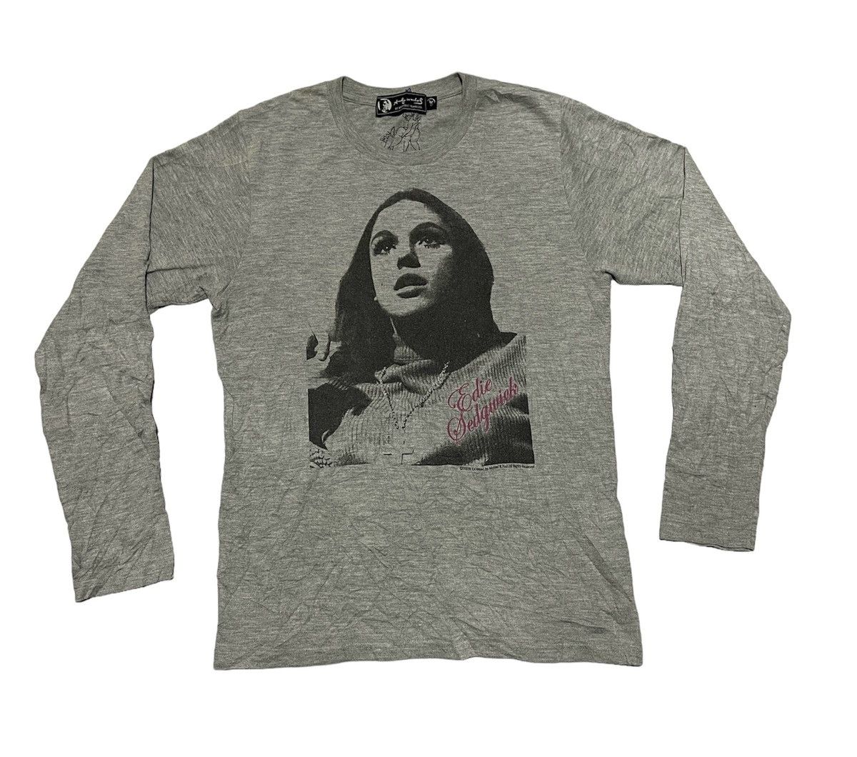 image of Andy Warhol/edie Sedgwick L/s Tee in Grey, Men's (Size Medium)