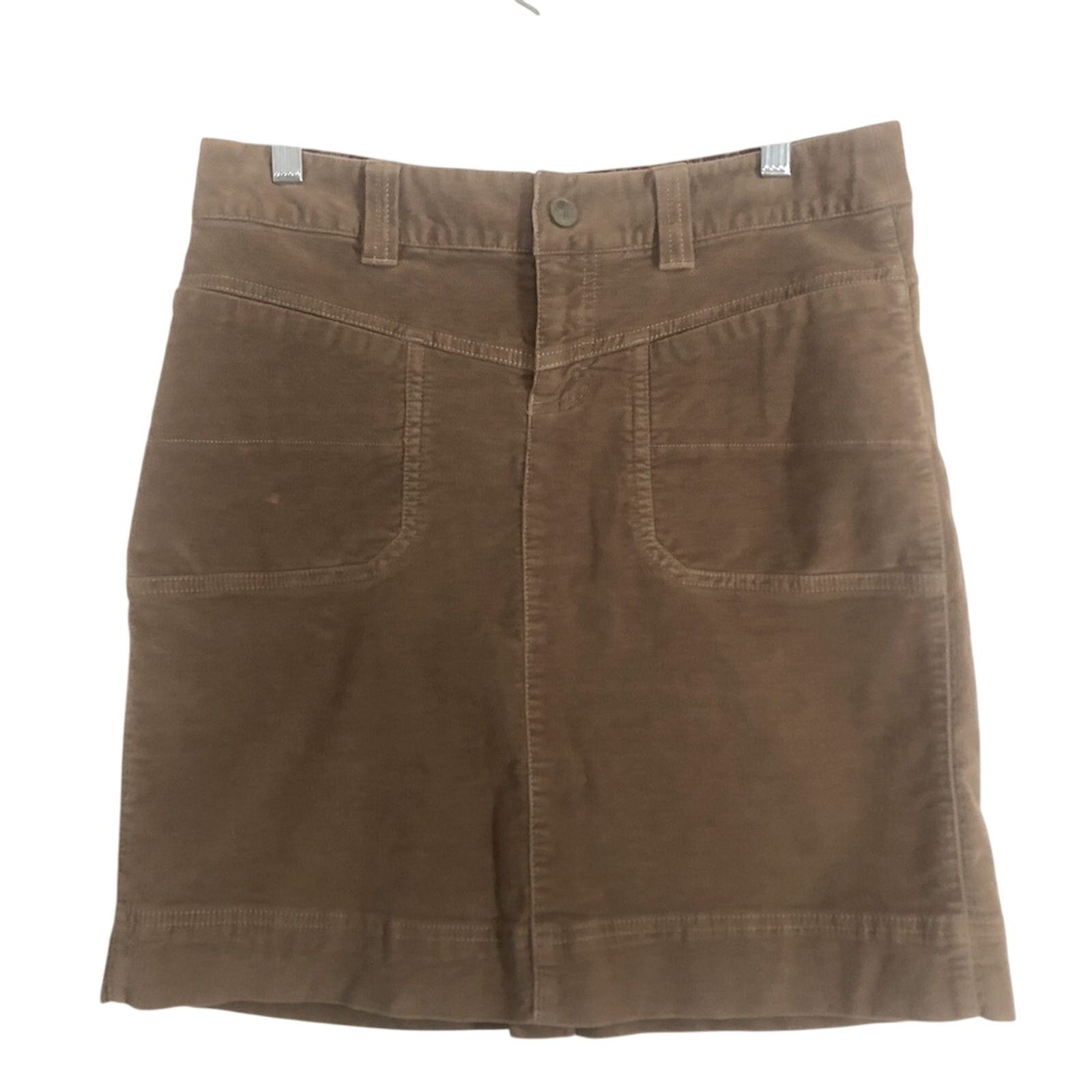 Athleta Athleta Brown Corduroy Soft Velour Long Line Mini Skirt Size 27" / US 4 / IT 40 - 1 Thumbnail