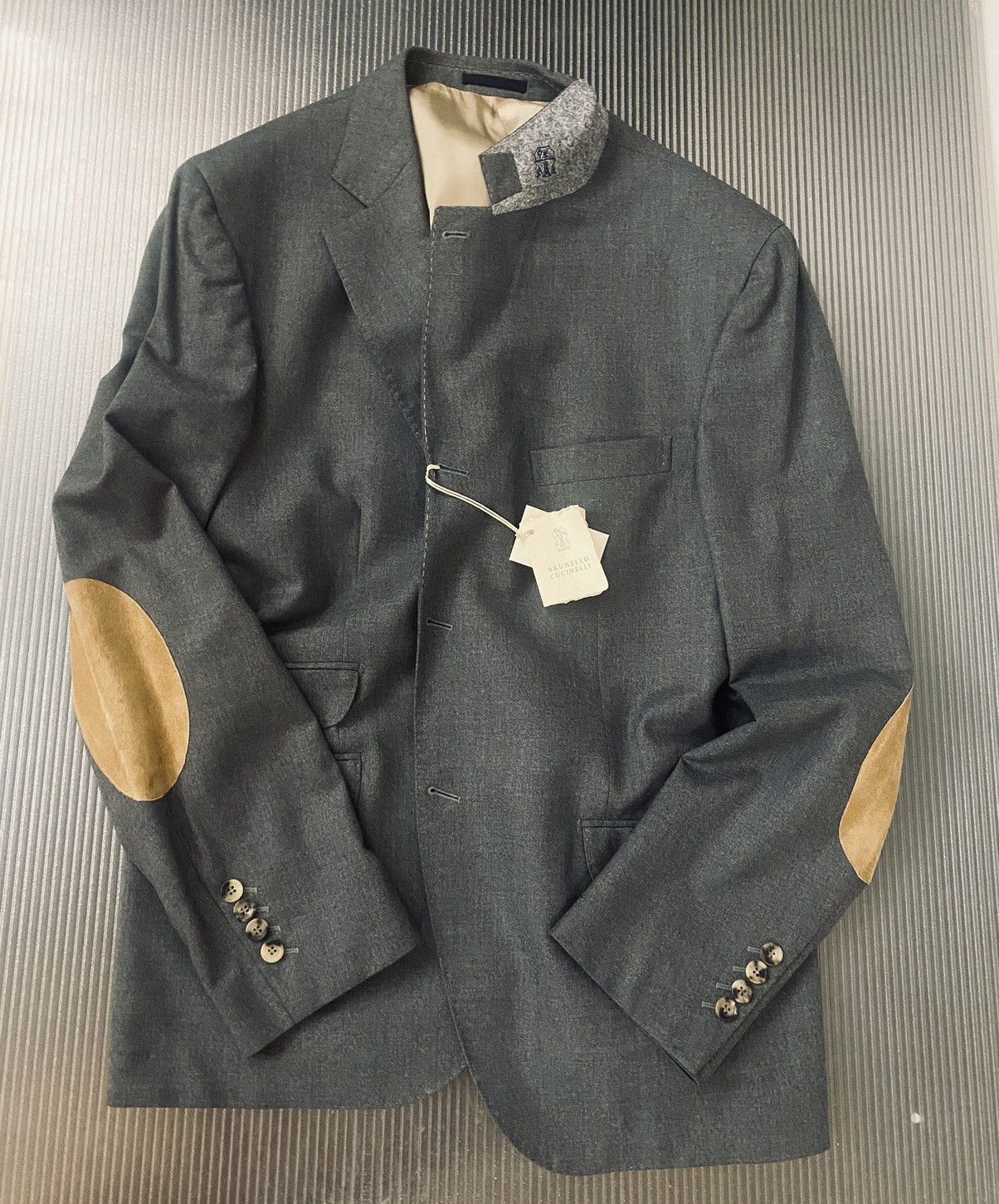 NWT Brunello Cucinelli grey leather sport coat 58