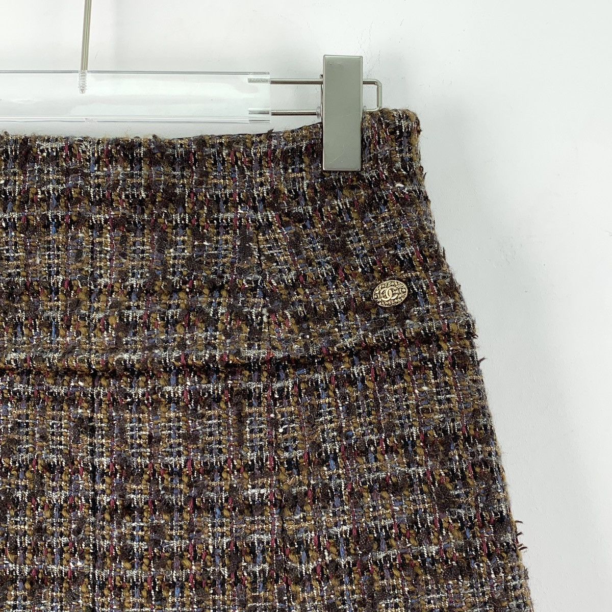 Chanel Chanel Dark Brown Check Woven Tweed Casual Mini Skirt K26WX Size 26" / US 2 / IT 38 - 3 Thumbnail