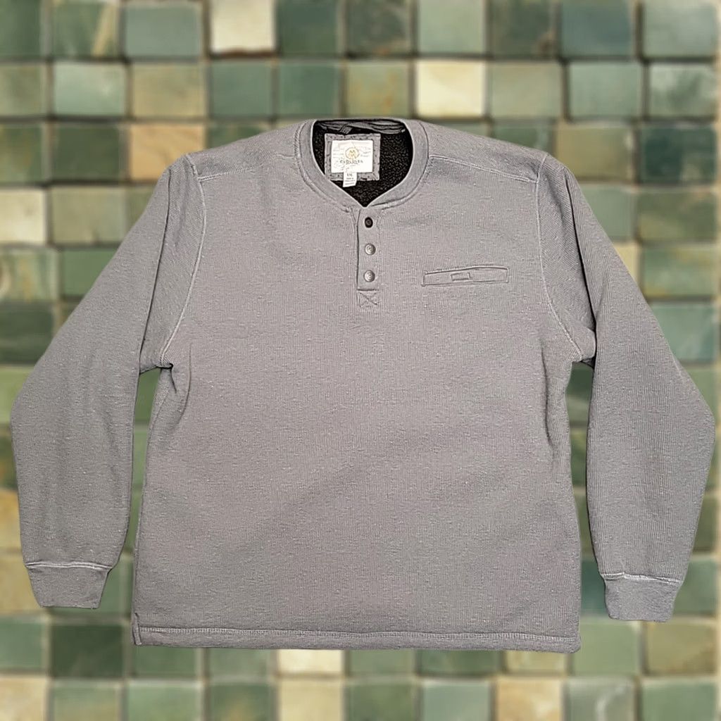 Vintage Cloudveil Mountainworks Sweater Mens XXL Gray LS Henley Sherpa Button Pullover Size US XXL / EU 58 / 5 - 1 Thumbnail