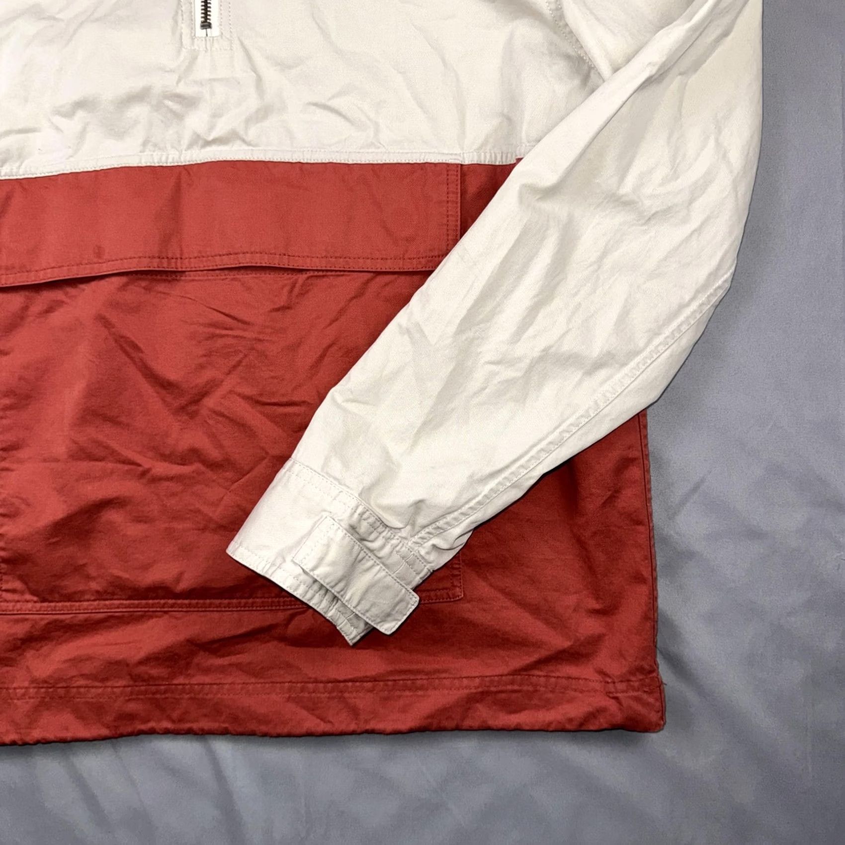 Marine Layer Marine Layer Jacket Mens Medium Beige Red 1/4 Zip Hooded Anorak Pocket Pullover Size US M / EU 48-50 / 2 - 5 Thumbnail