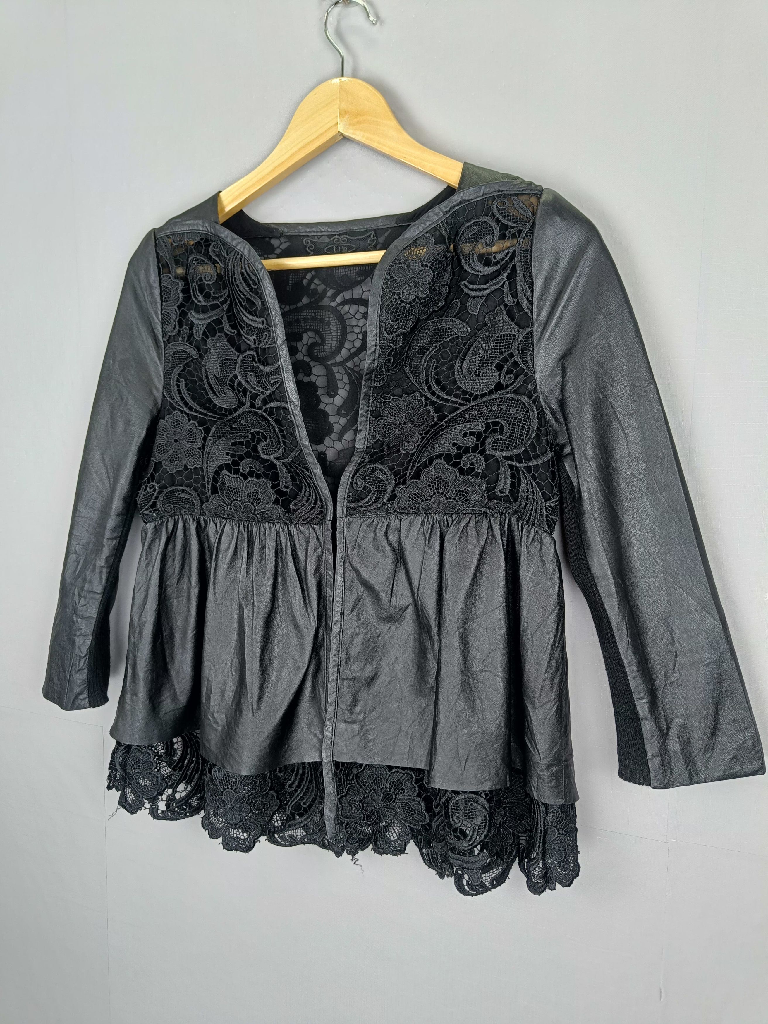 Japanese Brand y's Flower Lace, Pvc leather Mini Dress Size S / US 4 / IT 40 - 3 Thumbnail