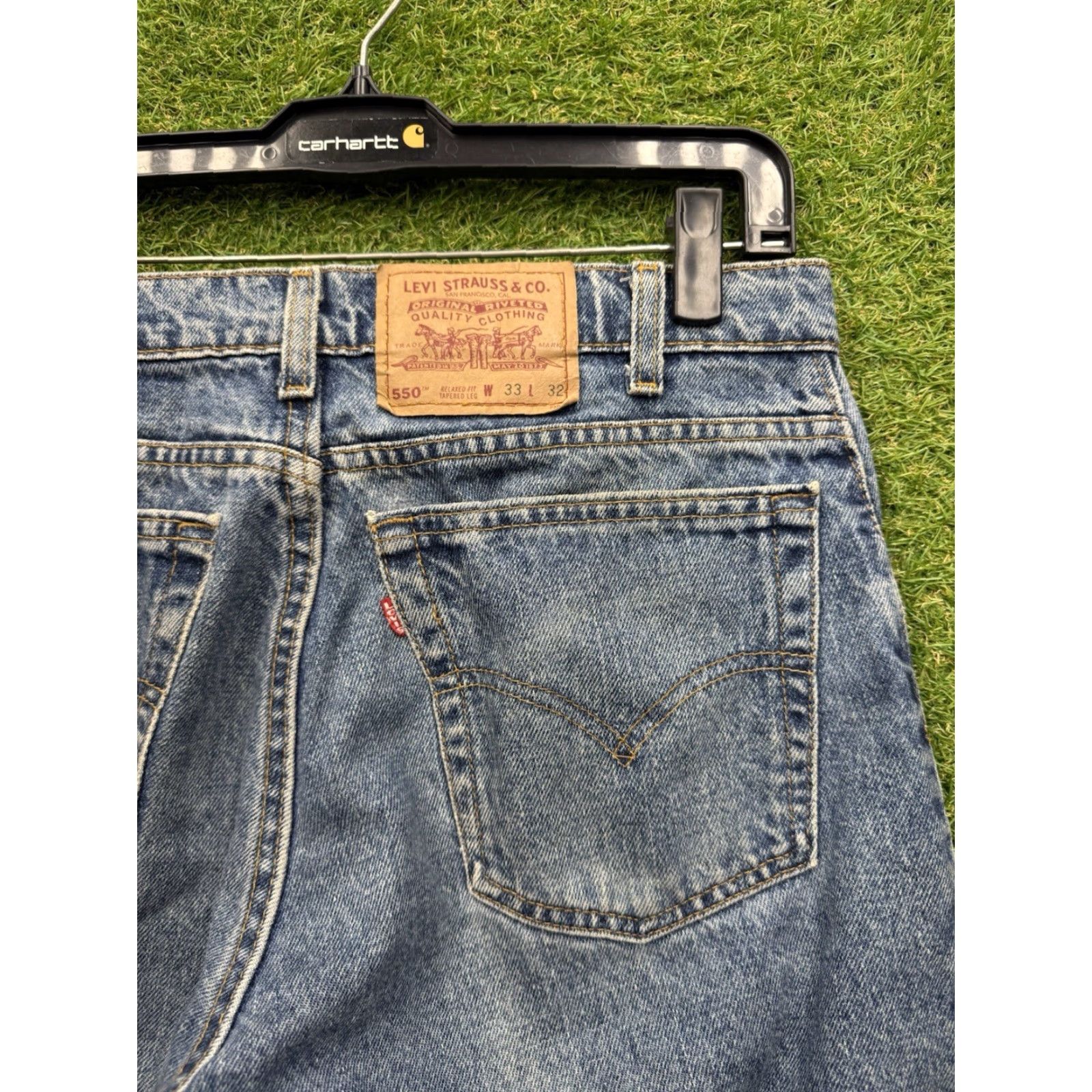 Levi's VINTAGE Levi's 550 Jeans Mens 33x32 Blue Denim Relaxed Tapered USA 90s Jeans Mens 90s Levi's 550 Size US 33 - 5 Thumbnail