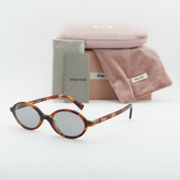 Miu Miu Miu Miu MU04ZS 21C40O Sunglasses Havana Mahogany Oval Frame Size ONE SIZE - 10 Thumbnail