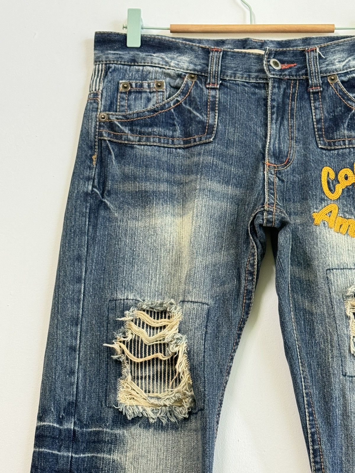 Hysteric Glamour × If Six Was Nine DISTRESSED PLAYCHESS STRIPED EMBROIDERY MUDDY WASH DENIM Size US 31 - 4 Thumbnail
