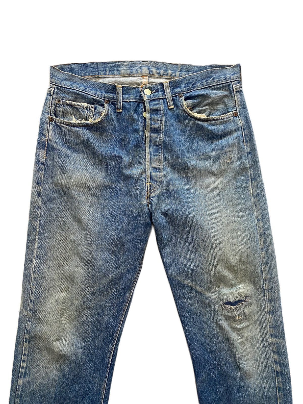 Levi's VINTAGE 70s LEVIS BORO THRASHED SELVEDGE JEANS BUTTON FLY Size US 36 / EU 52 - 3 Thumbnail