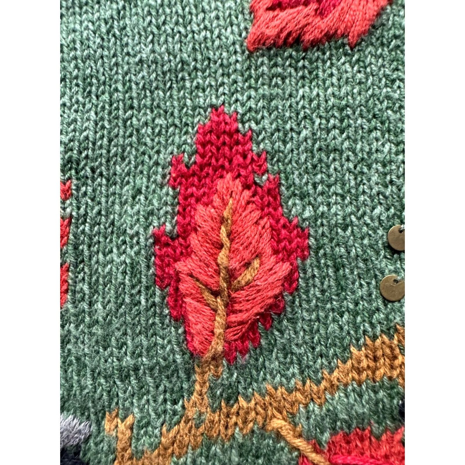 Vintage Timberlees Embroidered Cardigan Knit Sweater Green M Womens Size M / US 6-8 / IT 42-44 - 3 Thumbnail
