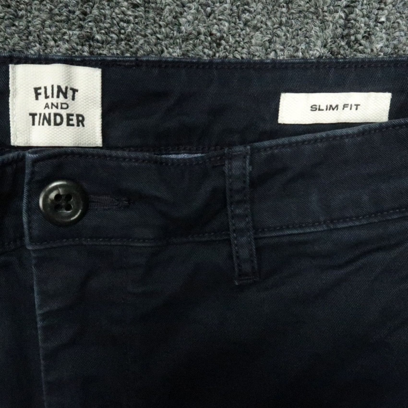 Flint And Tinder Flint and Tinder Pants Men 32x30 Navy Blue Slim Fit 365 Chino Flat Front Trouser Shirt Size US 32 / EU 48 - 4 Thumbnail
