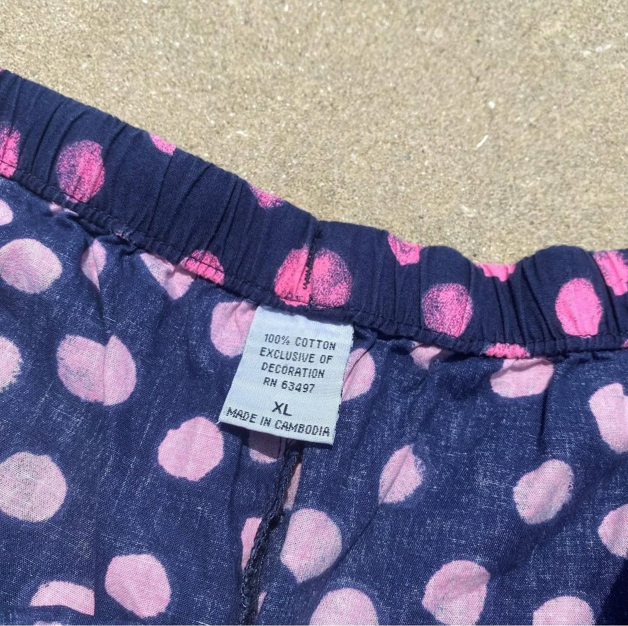 Other 100% Cotton Navy Blue with Pink Polka Dot Pajama Pants Size US 38 / EU 54 - 3 Thumbnail
