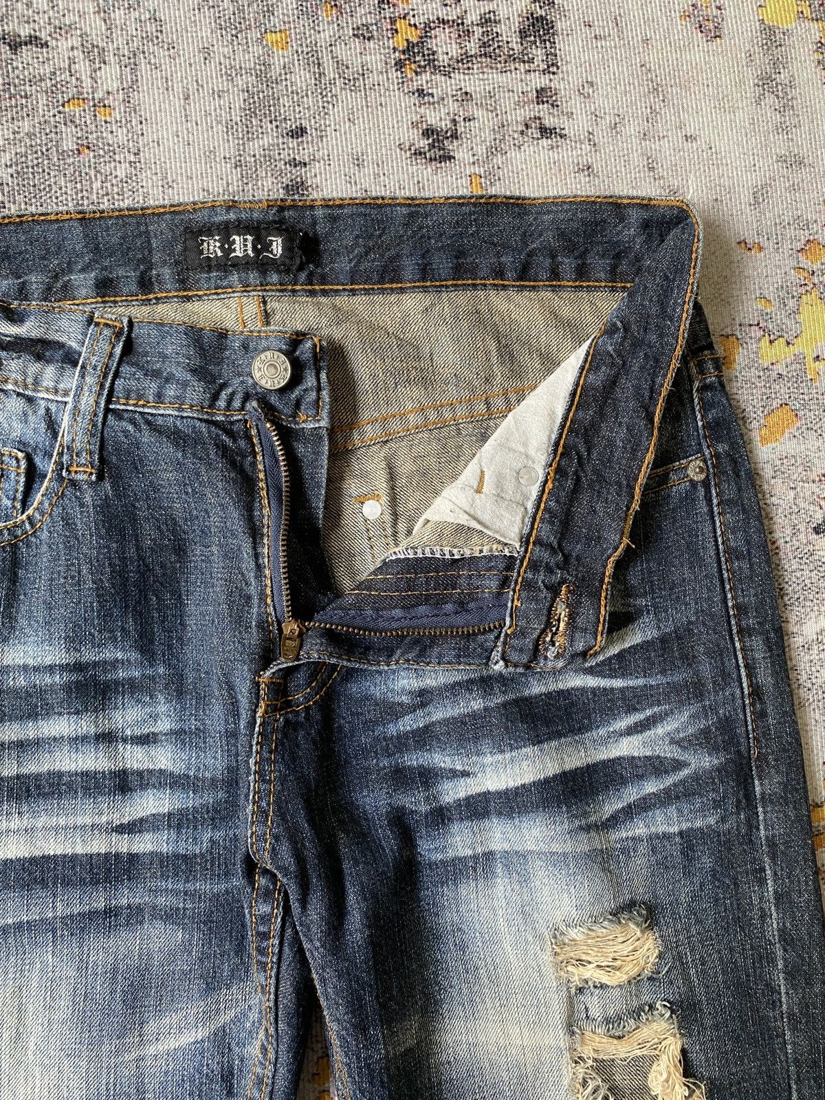 Tornado Mart KUI Claws Mark Honeycomb Distressed Flare Jeans Size US 30 / EU 46 - 17 Thumbnail
