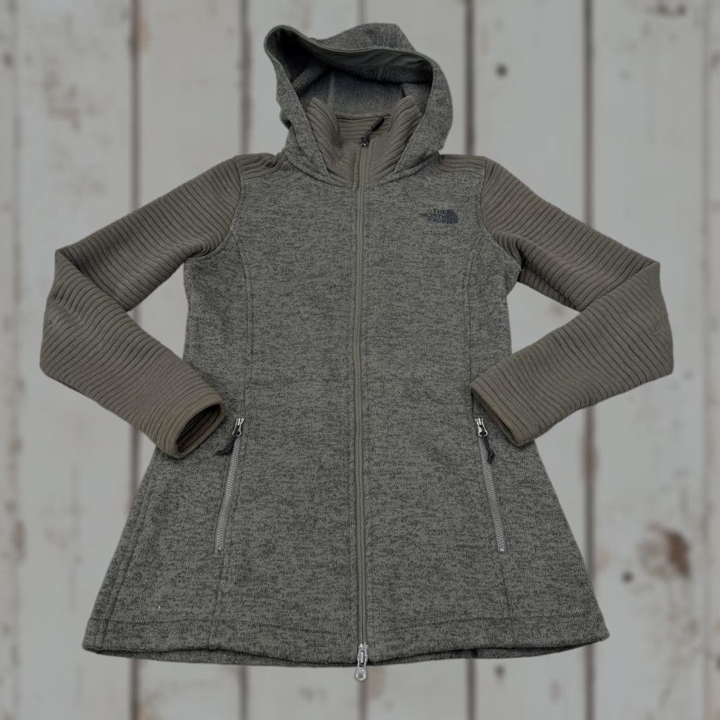 The North Face The North Face Jacket Womens Small Gray Fleece Hooded Full Zip Ribbed Sleeves Size S / US 4 / IT 40 - 1 Thumbnail