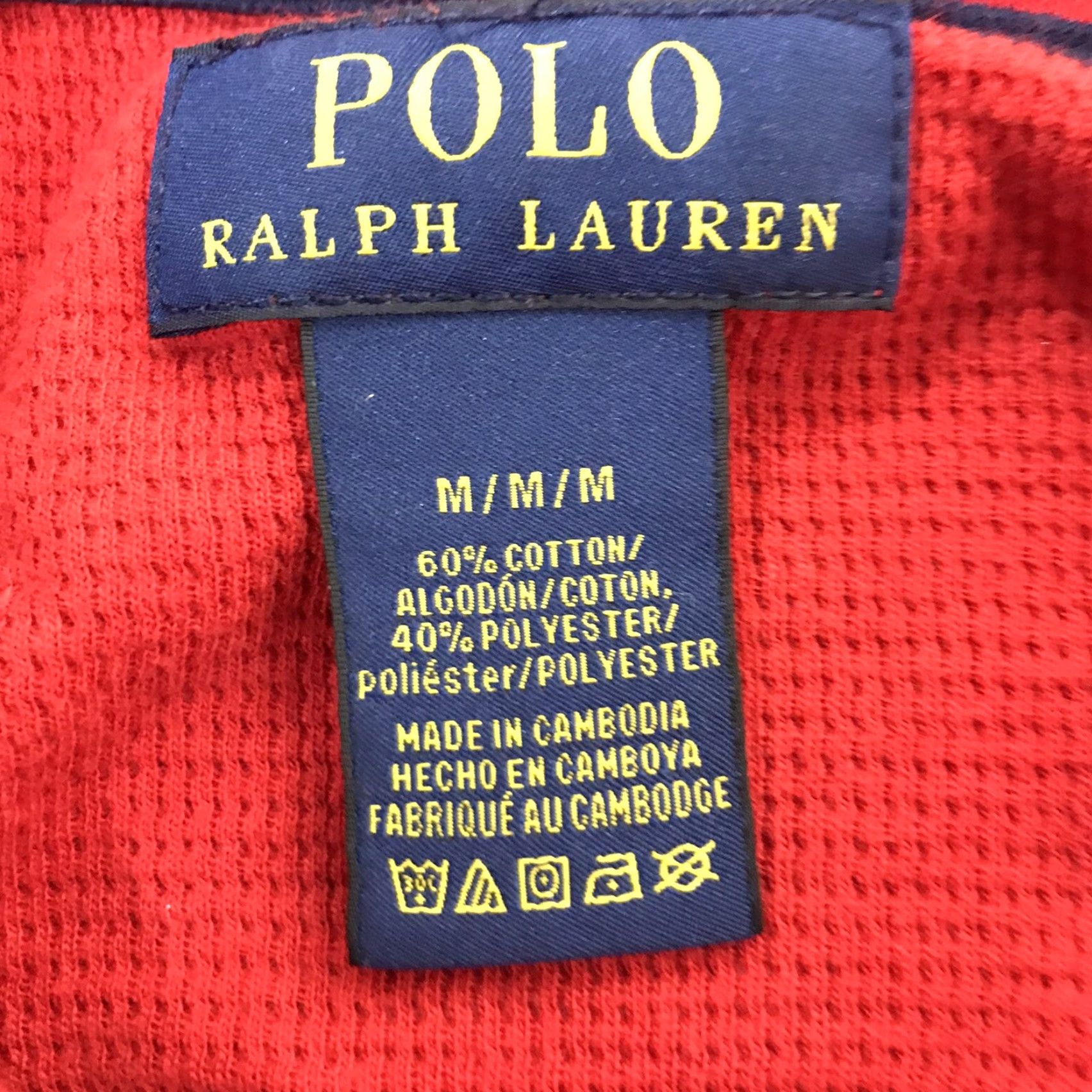 Polo Ralph Lauren Polo Ralph Lauren Red Waffle Knit Thermal Shirt Mens Size M Cambodia Size US M / EU 48-50 / 2 - 7 Thumbnail