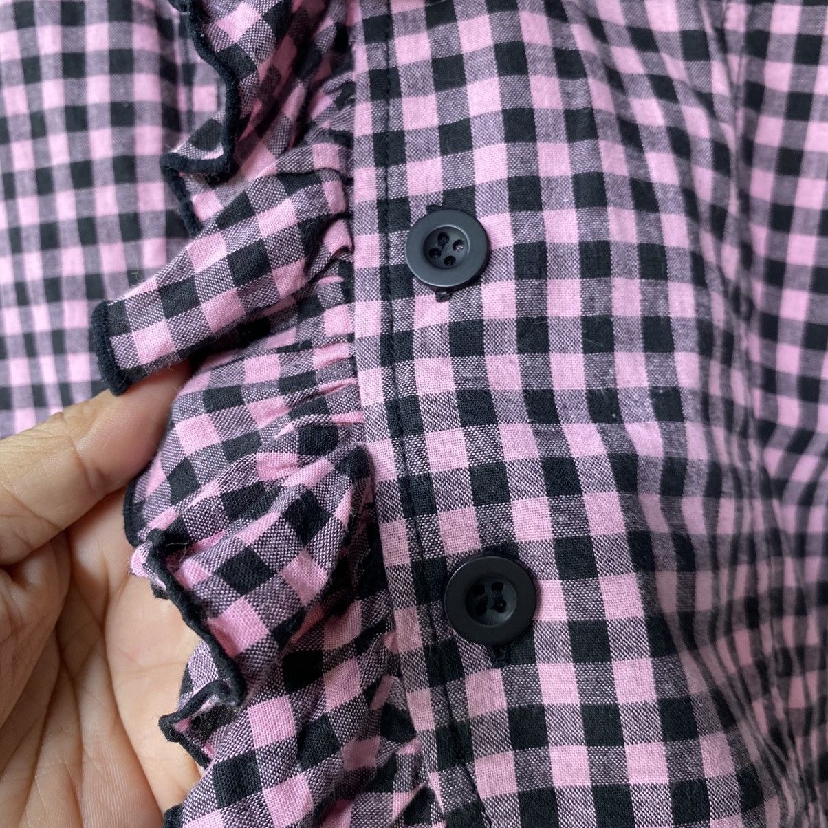 Japanese Brand ALGONGUINS Y2K Punk Pink Black Gingham Ruffle Blouse Size M / US 6-8 / IT 42-44 - 15 Thumbnail