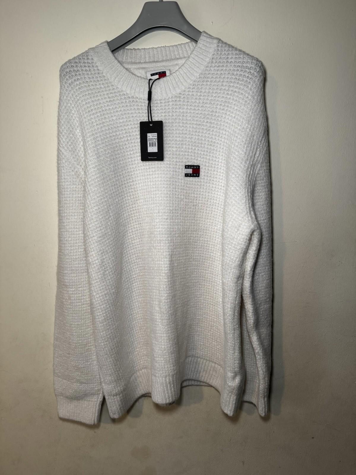 Tommy Hilfiger Tommy Jeans Waffle Knit Sweater White Size L BNWT Size US L / EU 52-54 / 3 - 5 Thumbnail
