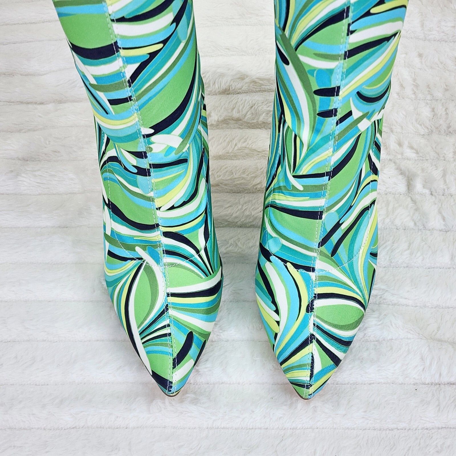 Other Odin Crazy Wild Color Pattern High Heel Stretch Fabric Ankle Size US 10 / IT 40 - 4 Thumbnail