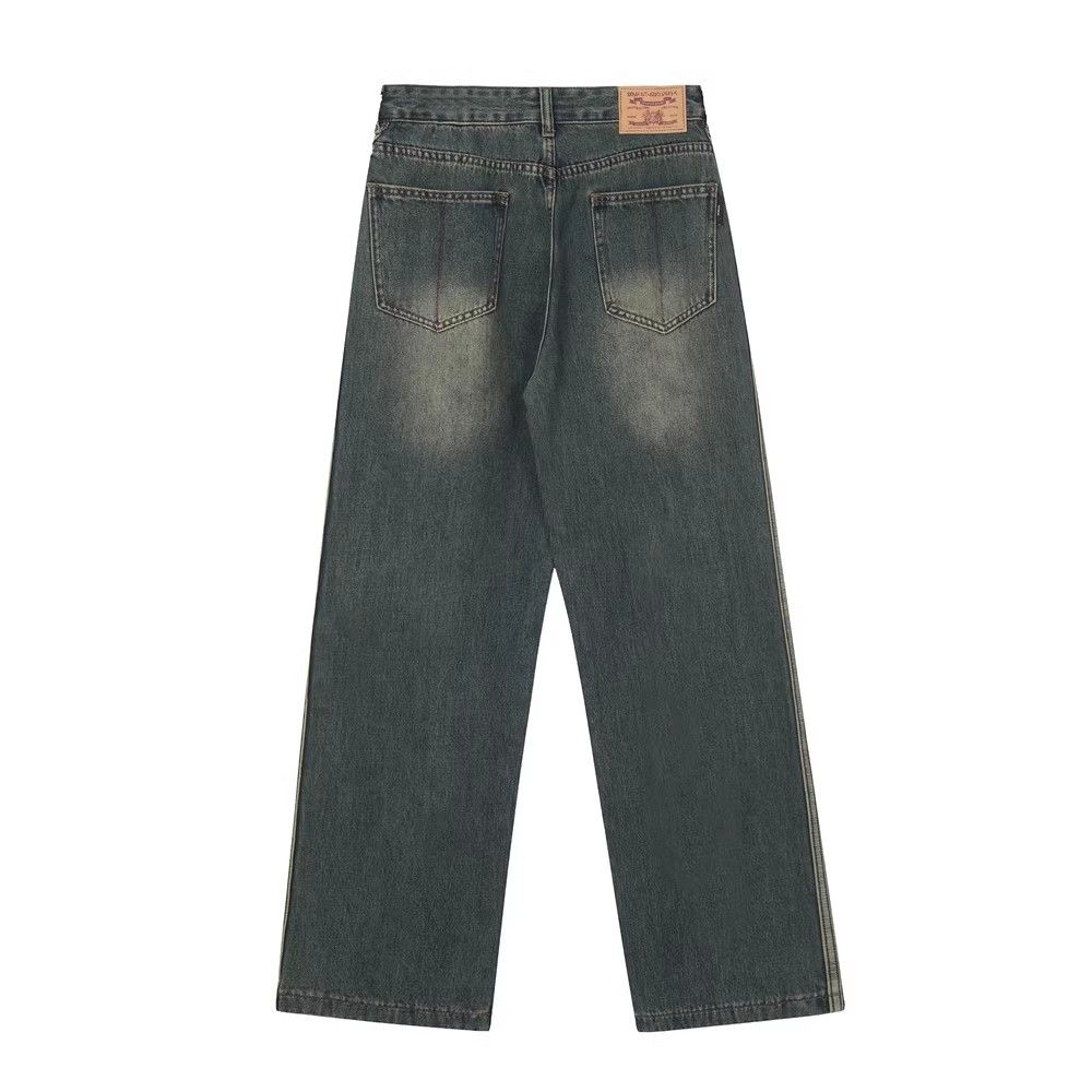 Japanese Brand × Jean Side stripe paneled washed distressed straight jeans Size US 32 / EU 48 - 2 Thumbnail