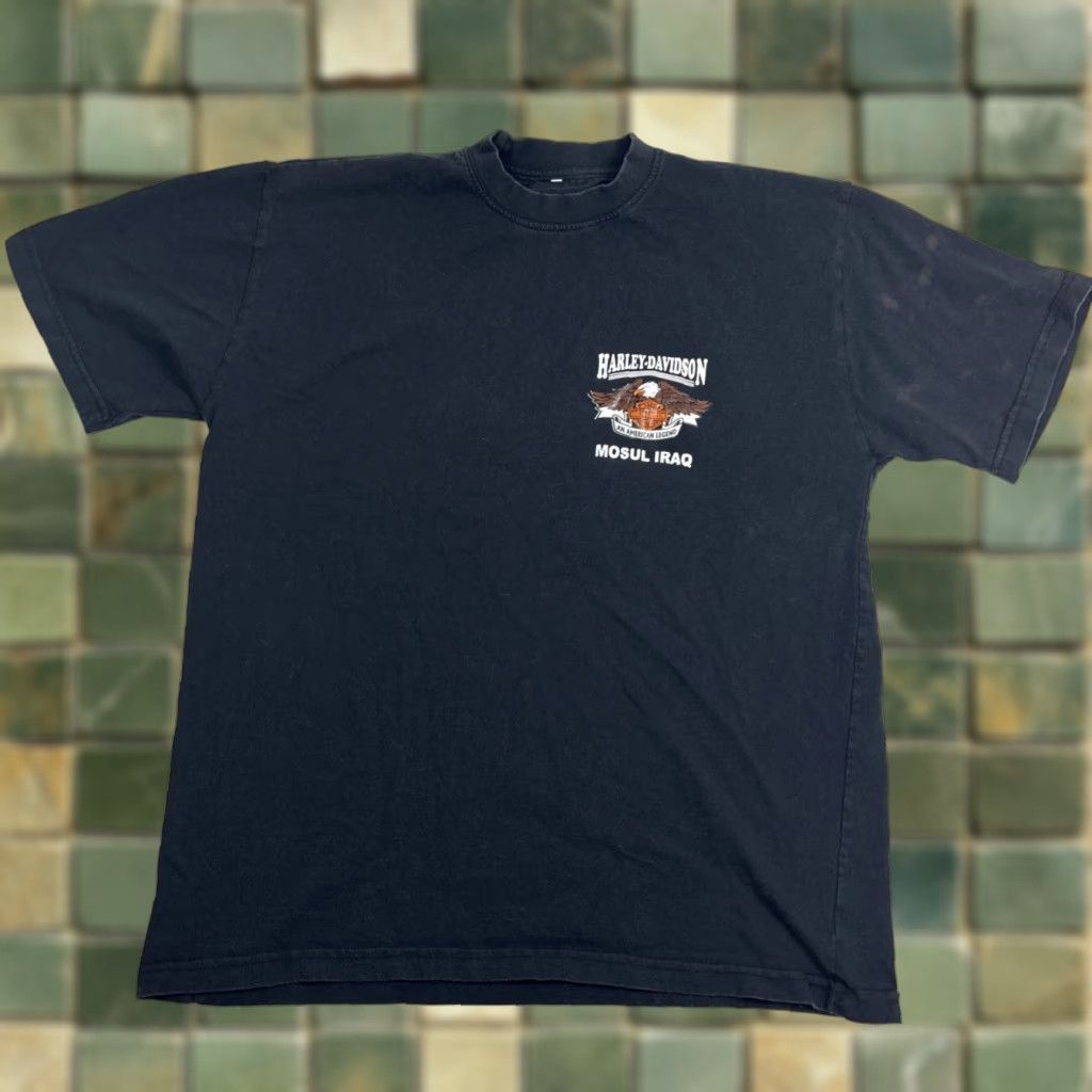 Vintage Altay Harley Davidson Mosul, Iraq T-Shirt Embroidered Front 2-Sided Small Black L Mens Short Sleeve Crew Neck Cotton Hoodie? Size US L / EU 52-54 / 3 - 1 Thumbnail