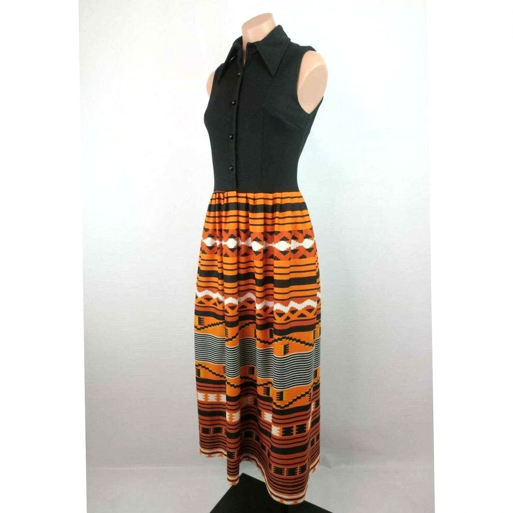 Vintage 70s Maxi Psychedelic Festival Dress Vintage XS/S Size XS / US 0-2 / IT 36-38 - 7 Thumbnail