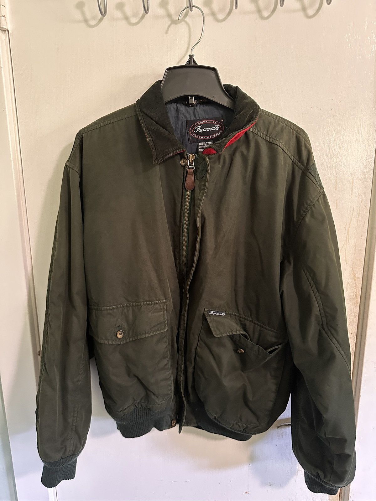 Faconnable Olive Green Bomber Jacket Size US L / EU 52-54 / 3 - 1 Thumbnail