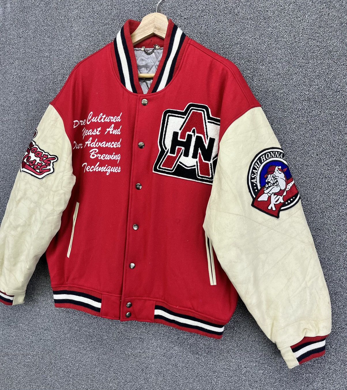 Japanese Brand Vintage Asahi Honnama Rare Wool Varsity Leather Jacket Size US M / EU 48-50 / 2 - 3 Thumbnail