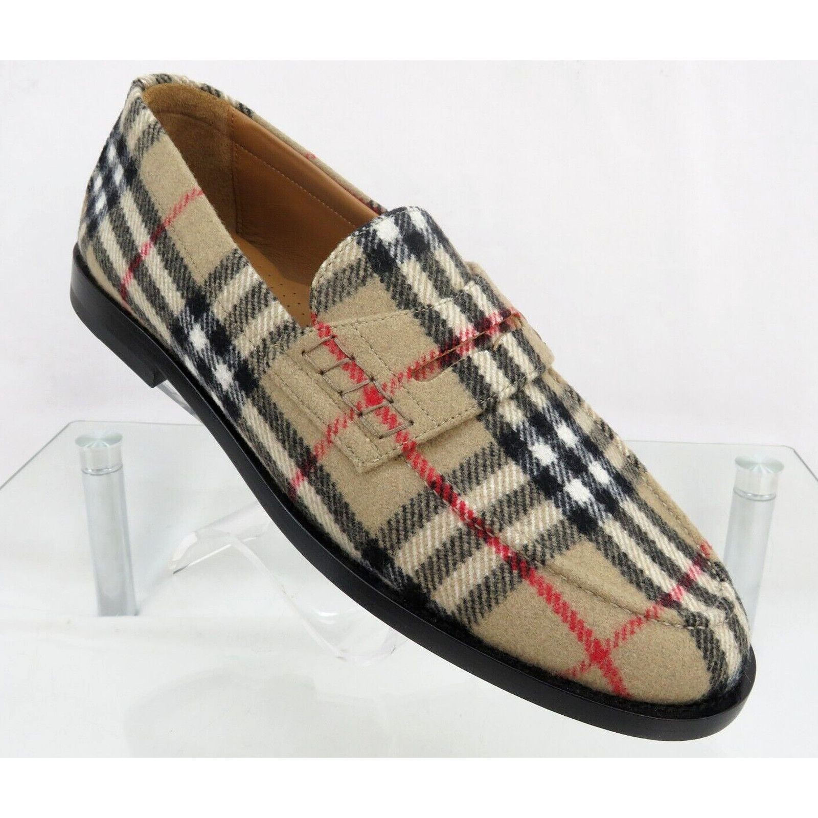 Burberry HACKNEY BEIGE CHECK WOOL PENNY LOAFERS 43 US 10 ITALY Size US 10 / EU 43 - 8 Thumbnail