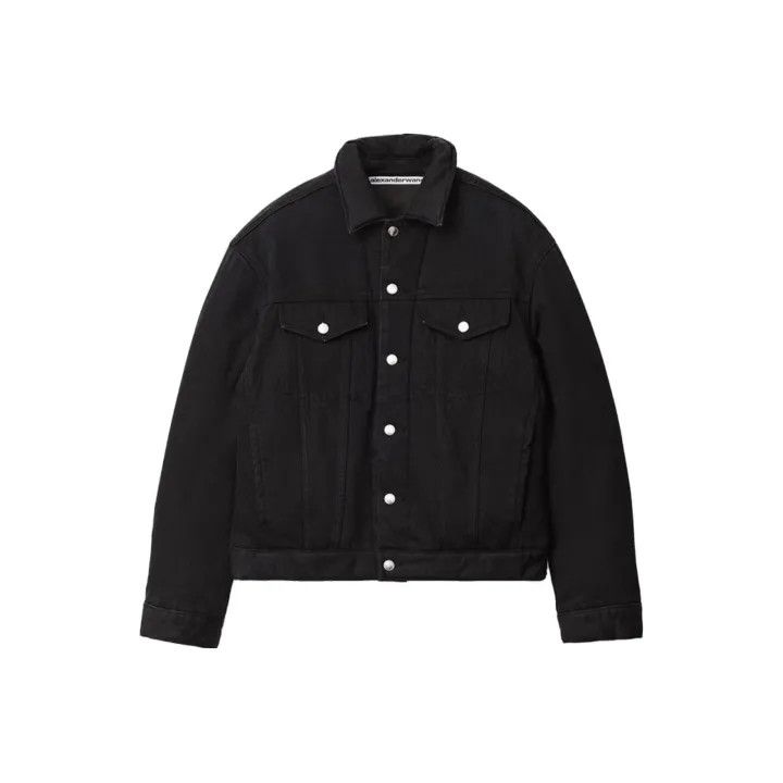 Alexander Wang Alexander Wang Black Denim Motorcycle Jacket 0079 Size S / US 4 / IT 40 - 1 Thumbnail