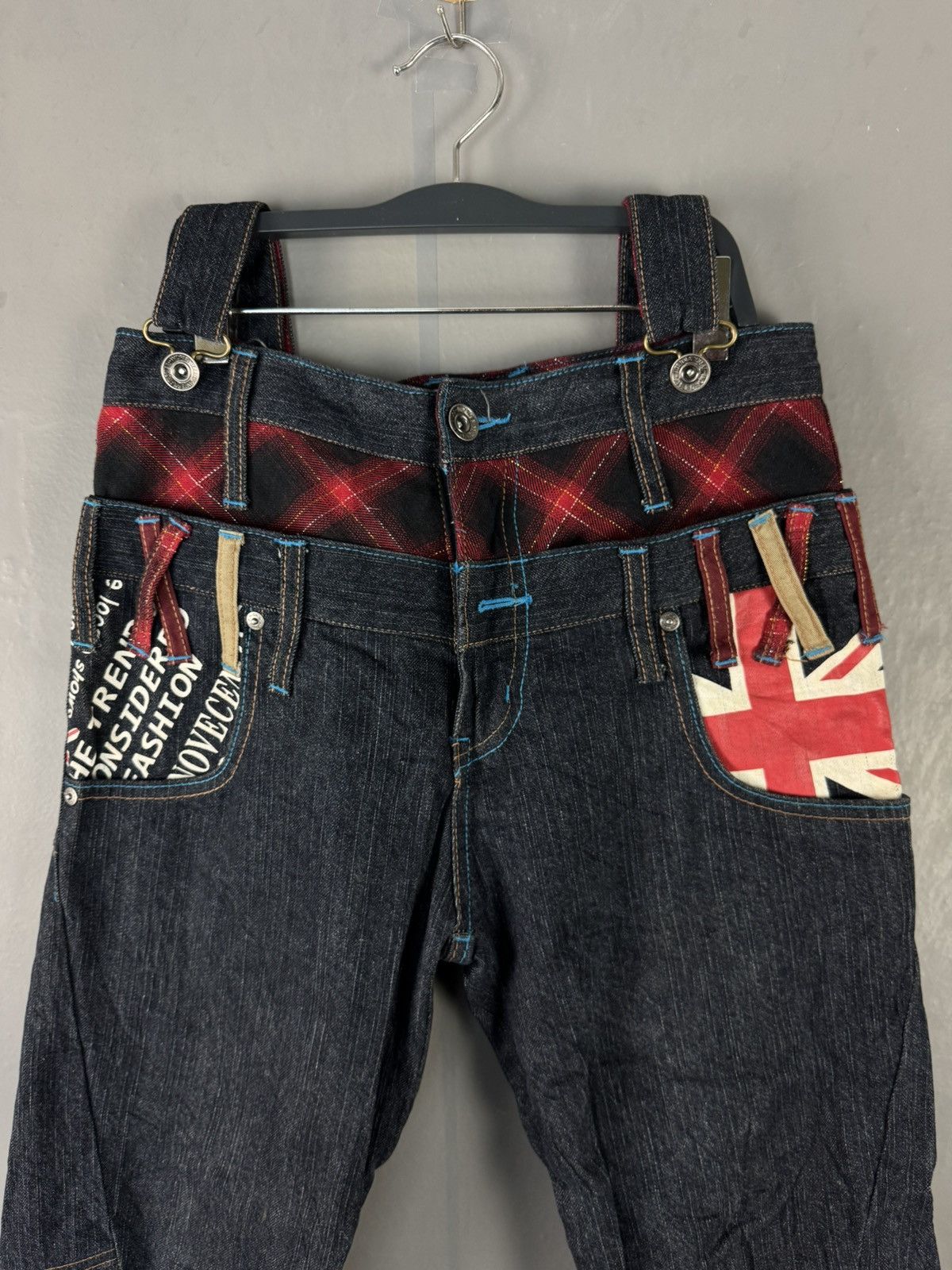 Japanese Brand JAPANESE DESIGN DOUBLE WAIST CURVED PUNK STYLE DENIM JEANS Size US 29 - 4 Thumbnail