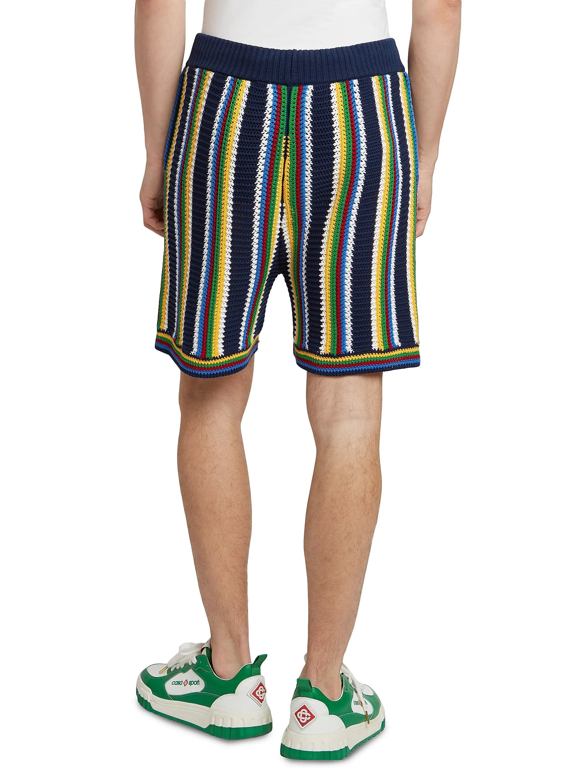 os11x0725 Striped Crochet Shorts in Multicolor