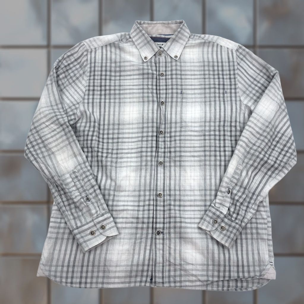 Vintage 32 Bar Blues Shirt Button-Down Gray White Plaid Long Sleeve Cotton Blend M Mens Size US M / EU 48-50 / 2 - 1 Thumbnail