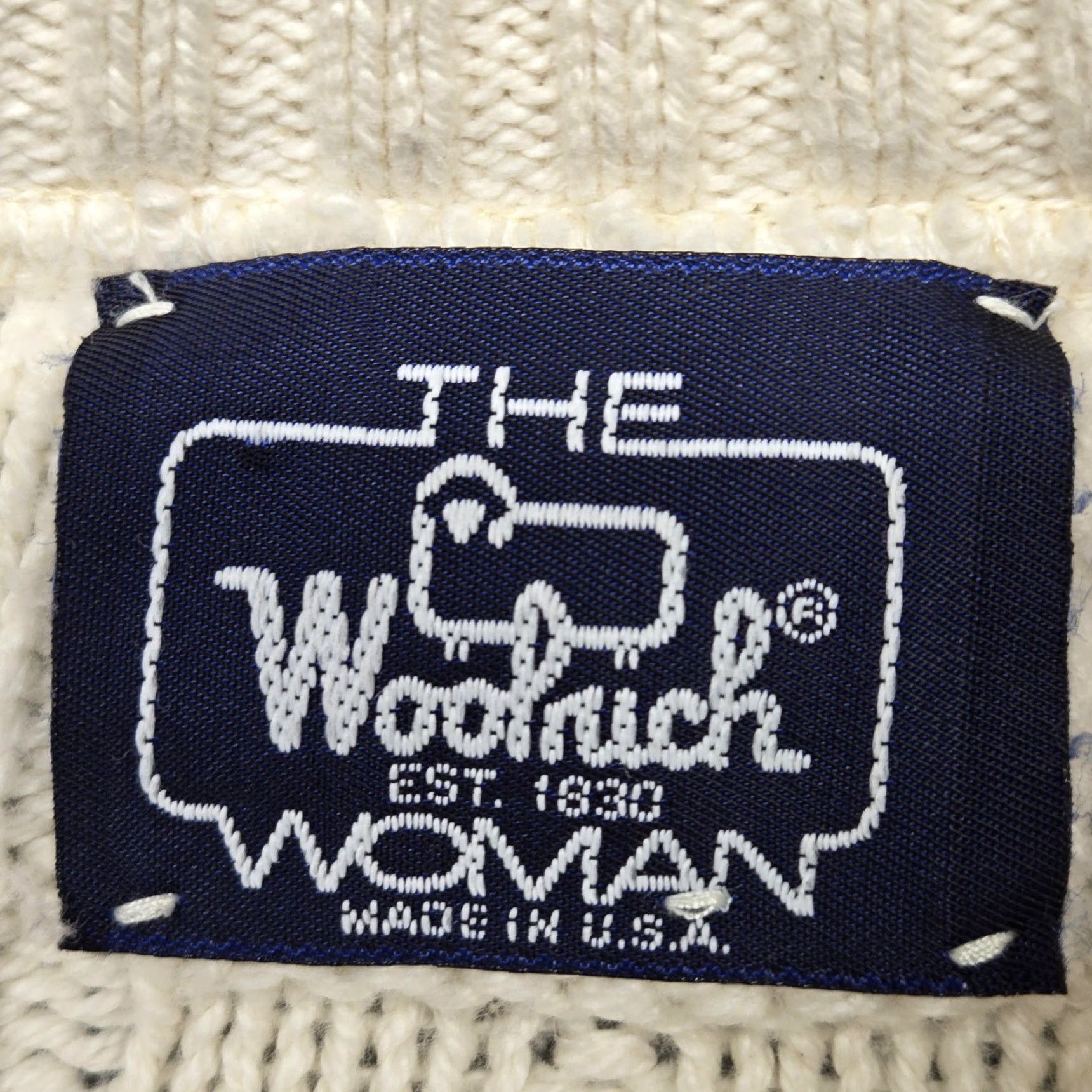 Vintage Woolrich Women Medium Sweater Ivory Cable Knit Mock Neck Made in USA Size M / US 6-8 / IT 42-44 - 6 Thumbnail