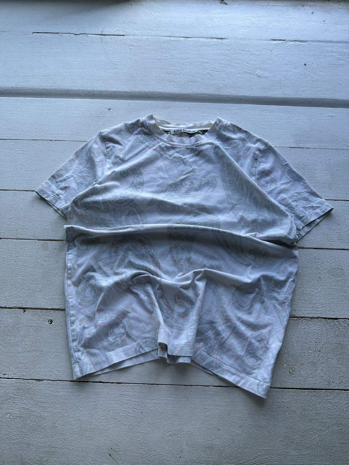 GRAIL 🚨ACNE TEE MONOGRAM WHITE RARE Y2K REVERSE