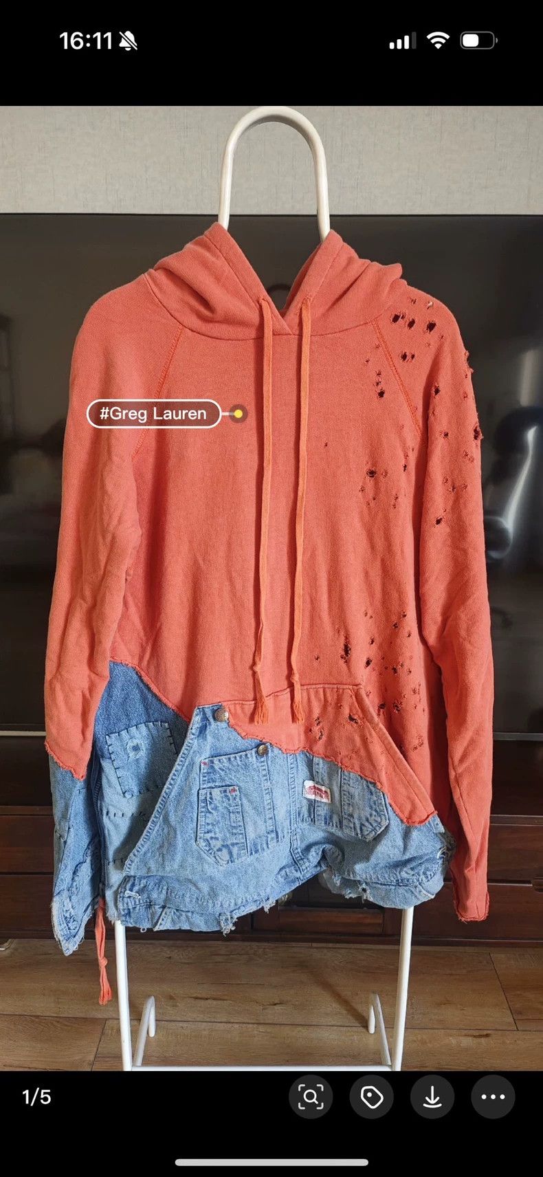 Greg Lauren Greg Lauren Make old ripped denim hoodies and hoodies Size US L / EU 52-54 / 3 - 1 Thumbnail