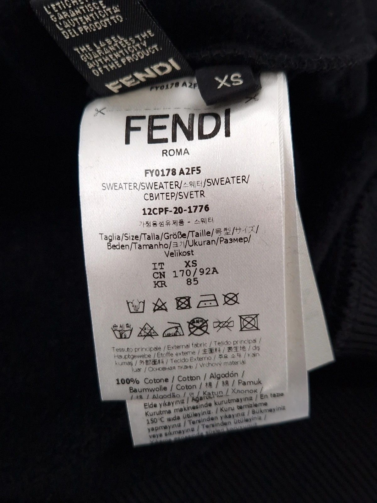 Fendi Fendi Black Crystal Beaded FF Logo Crewneck Sweatshirt Size US XS / EU 42 / 0 - 8 Thumbnail