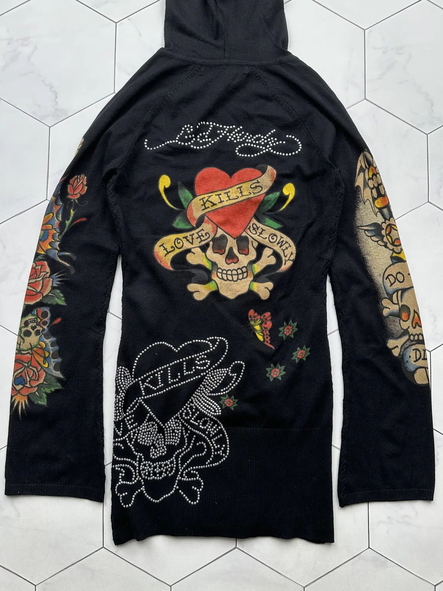 Christian Audigier Ed Hardy Vintage Hooded Dress (B72) Size S / US 4 / IT 40 - 9 Thumbnail