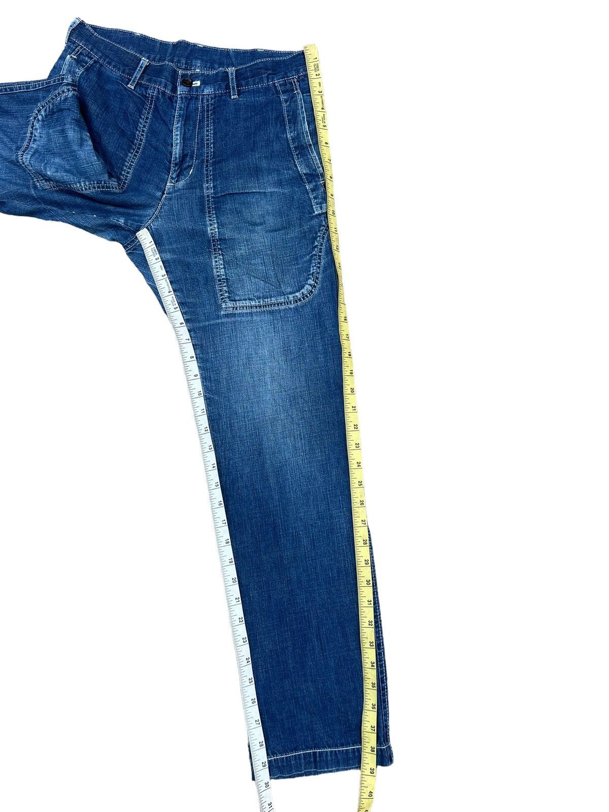 Comme des Garcons Homme Vintage CDGH Distress Fade Blue Denim Military Work Pant Size US 29 - 4 Thumbnail