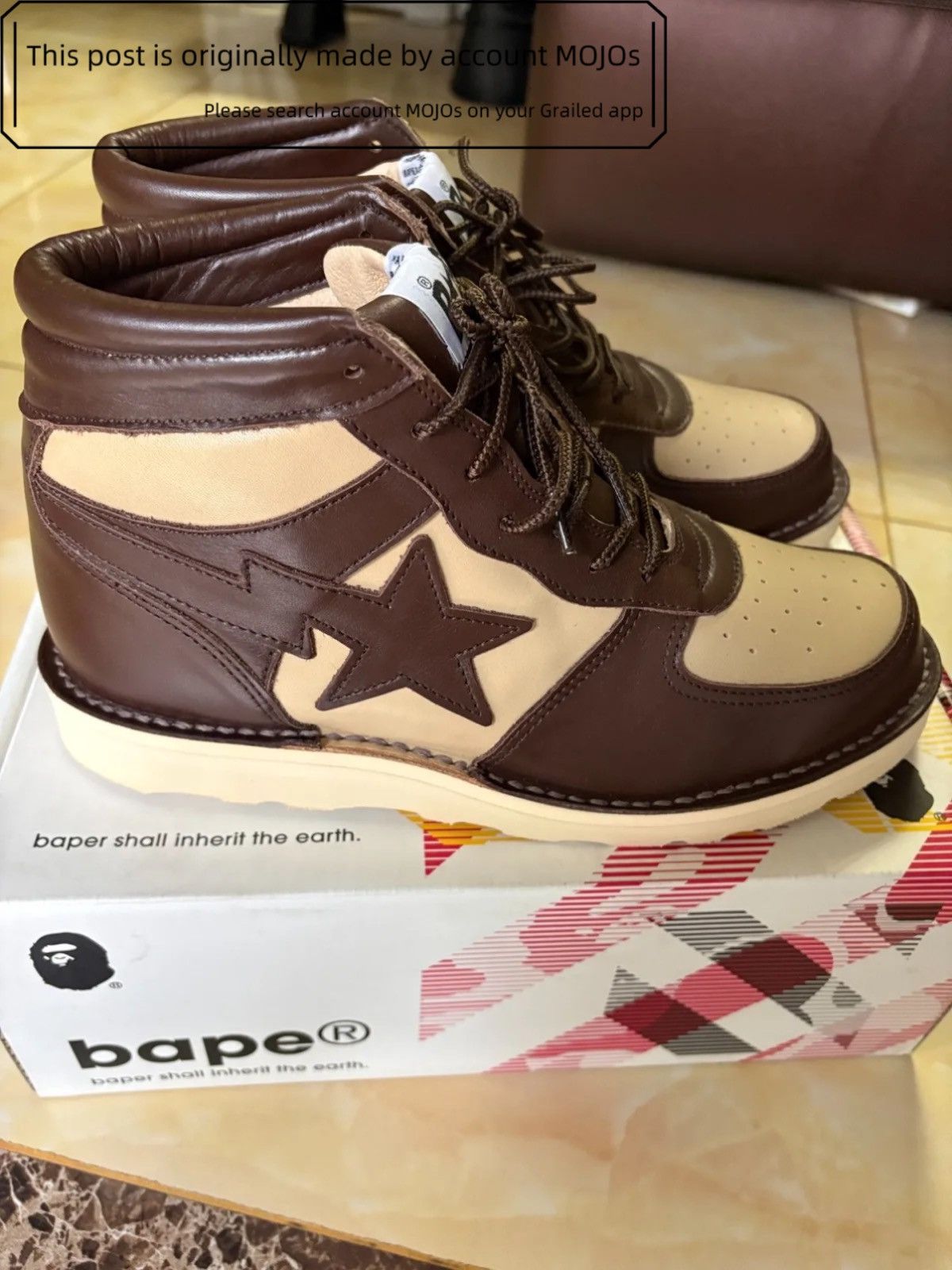 Sz 9 Bape Sta Brown Boots mojos826