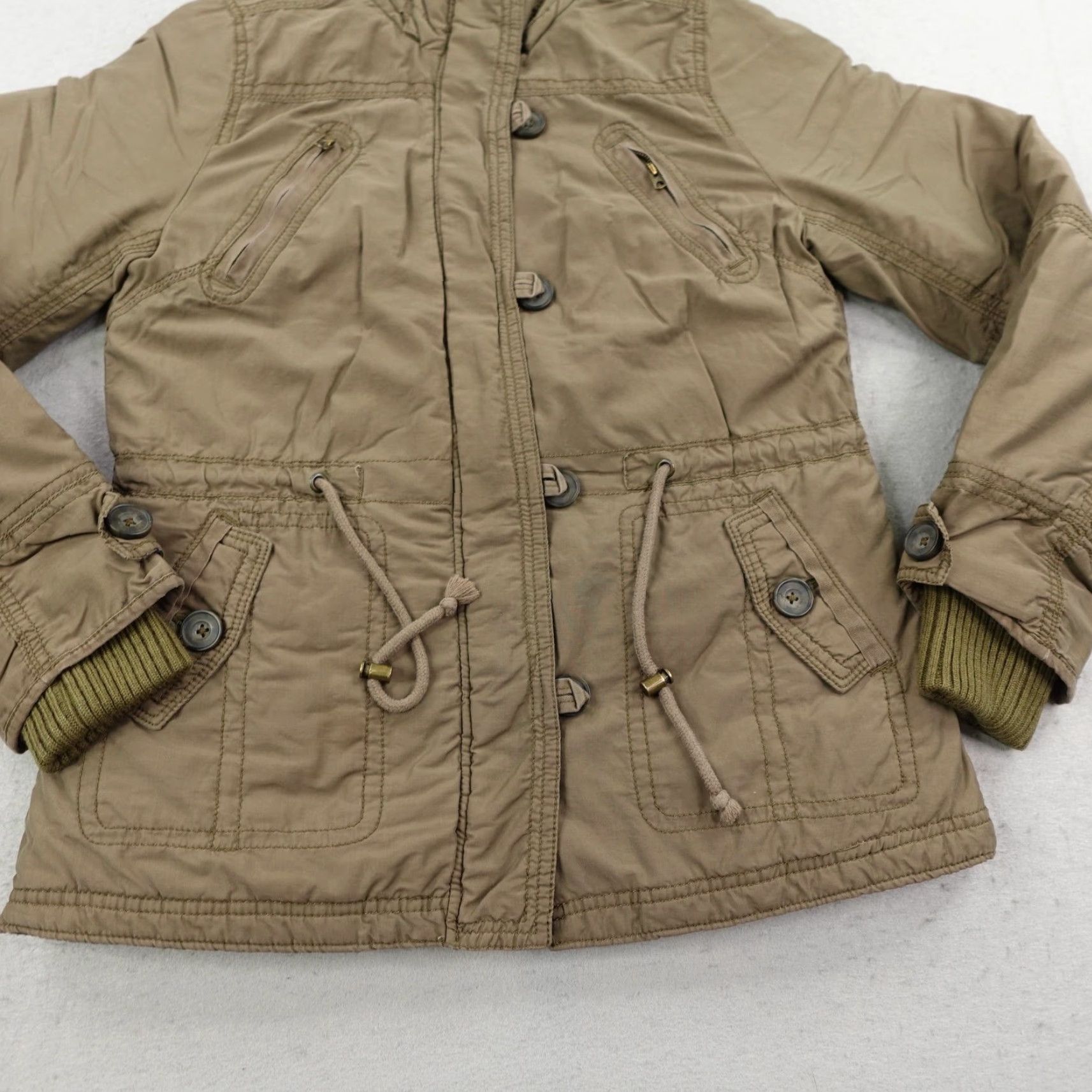 American Eagle Outfitters American Eagle Jacket Womens Medium Tan Quilted Lined Parka Field Coat Size M / US 6-8 / IT 42-44 - 3 Thumbnail