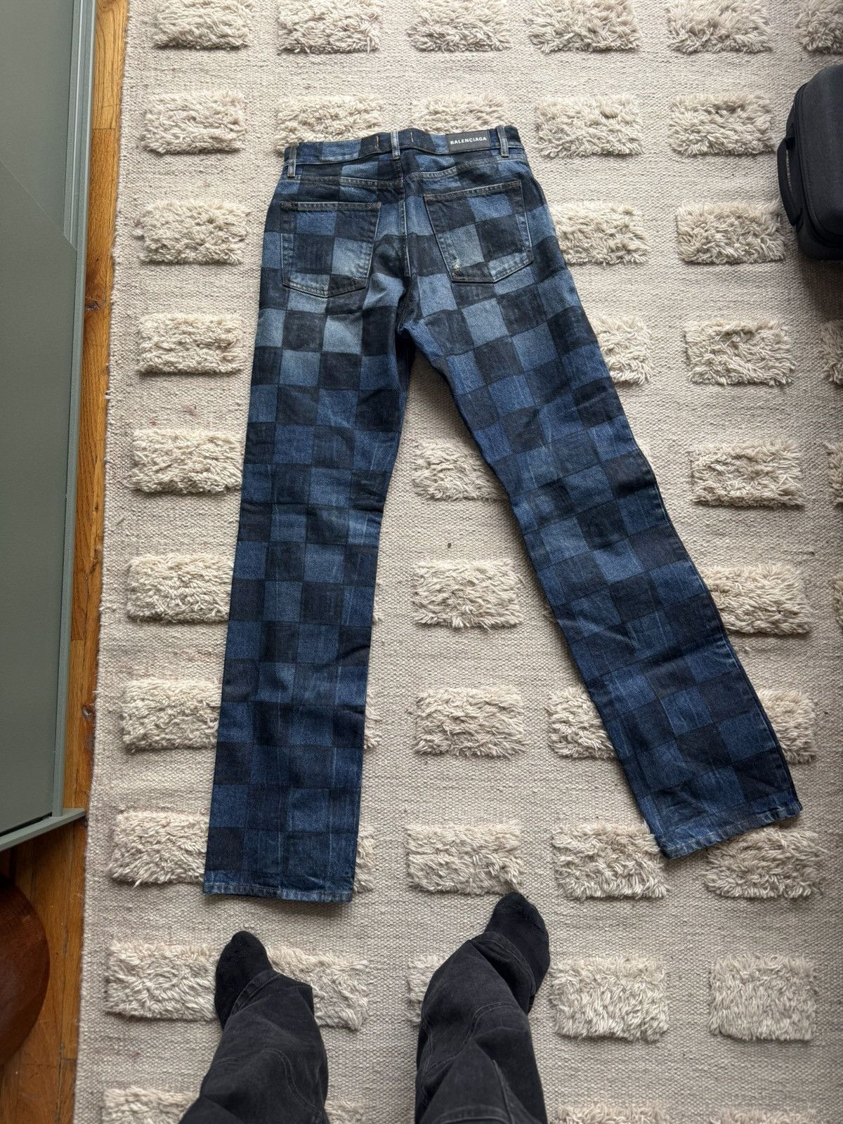 Balenciaga Rare Balenciaga Blue Checkered Denim Size US 29 - 2 Thumbnail