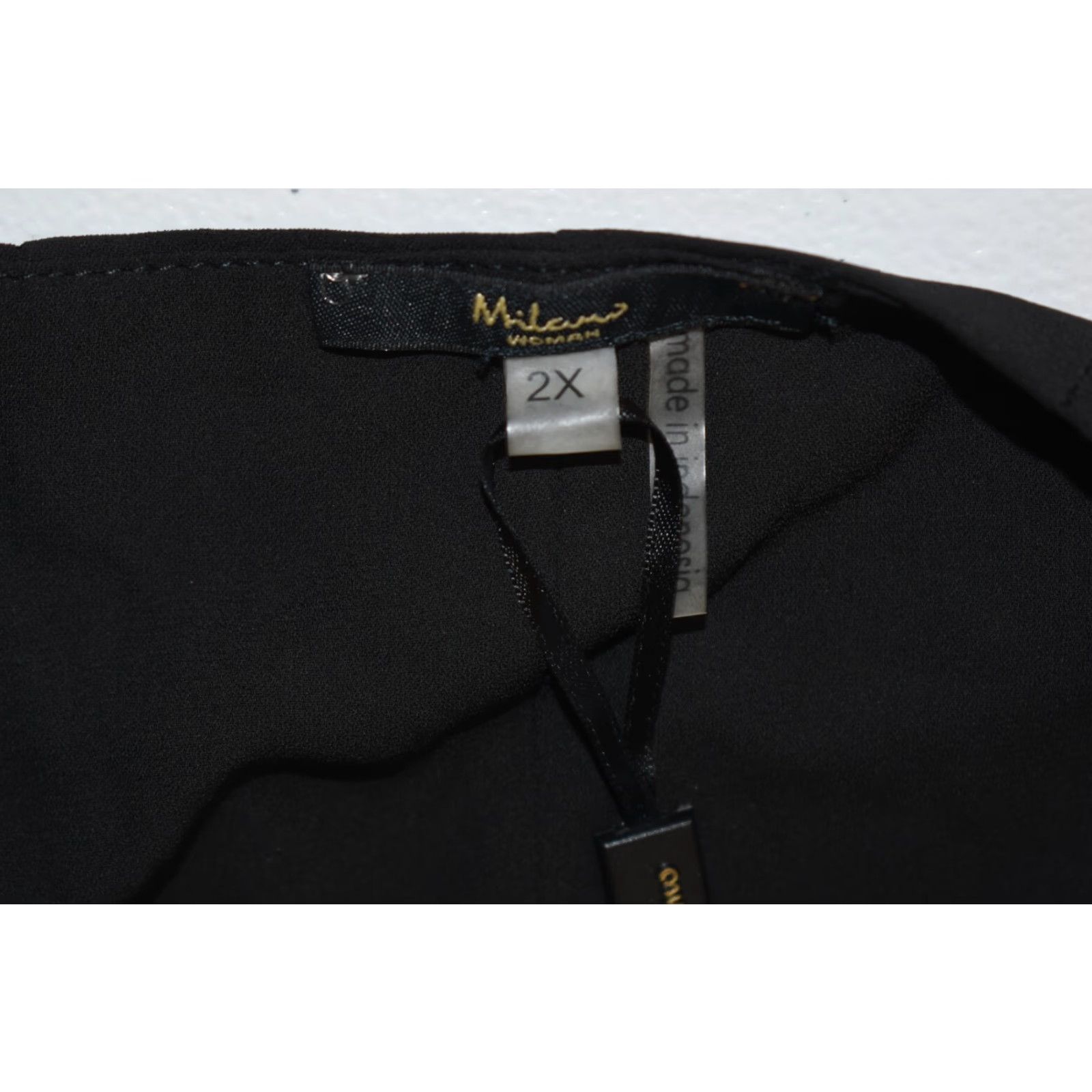 Vintage Milano Womens Blouse Sleeveless Top Plus 2XL Black Ruffle NEW Size XXL / US 16-18 / IT 52-54 - 7 Thumbnail