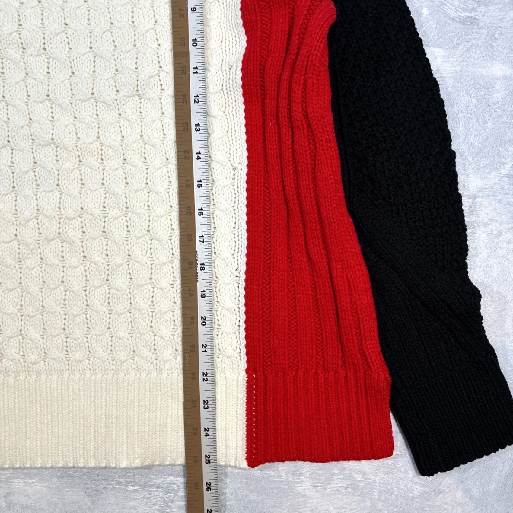 Talbots Talbots Sweater Womens L White NWT Mixed Stitch Colorblock Cable Knit Turtleneck Cotton Size L / US 10 / IT 46 - 6 Thumbnail