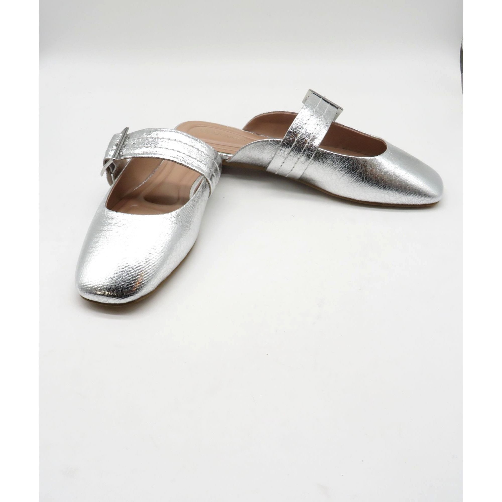 BCBGeneration BCBGeneration Hope Women's Silver Slide-On Flats With Buckle Size US 9 / IT 39 - 7 Thumbnail