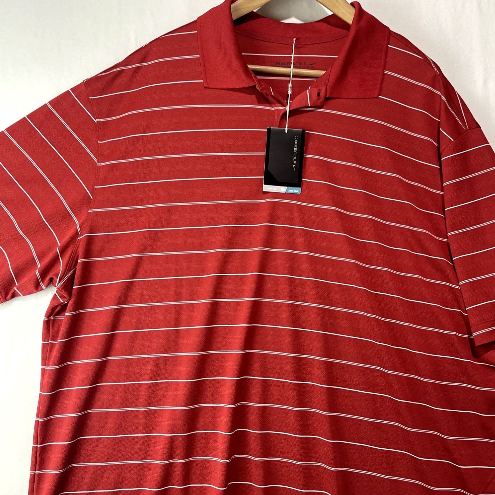 Nike Nike Polo Shirt Mens 2XL Striped Red Short Sleeve Polo Golf Tennis Button Up Size US XXL / EU 58 / 5 - 4 Thumbnail