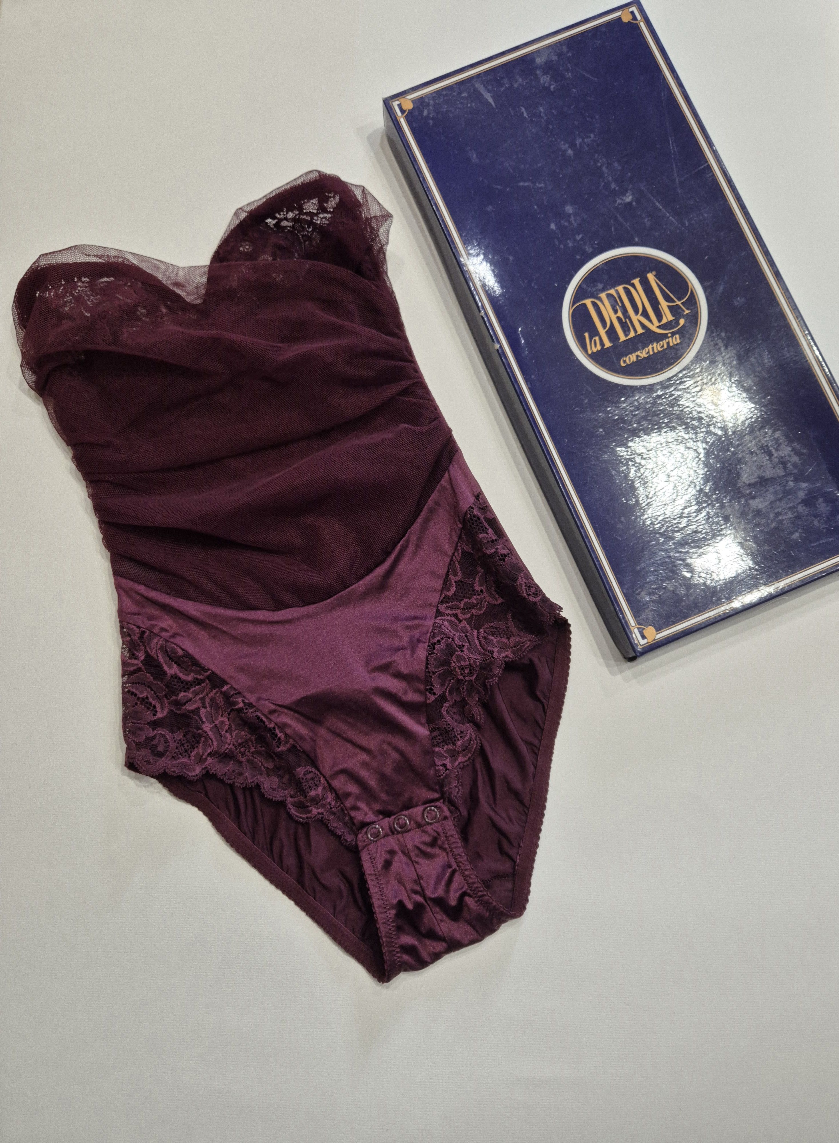 La Perla NIB Vintage LA PERLA Corsetteria Bodysuit Mogano Burgundy Size XS / US 0-2 / IT 36-38 - 1 Thumbnail