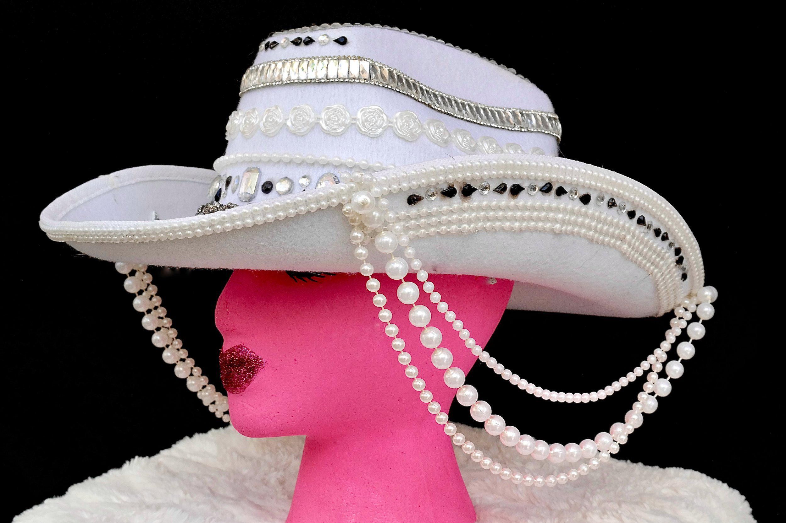 Handmade Classy Silver Cowgirl Hat Size ONE SIZE - 1 Thumbnail