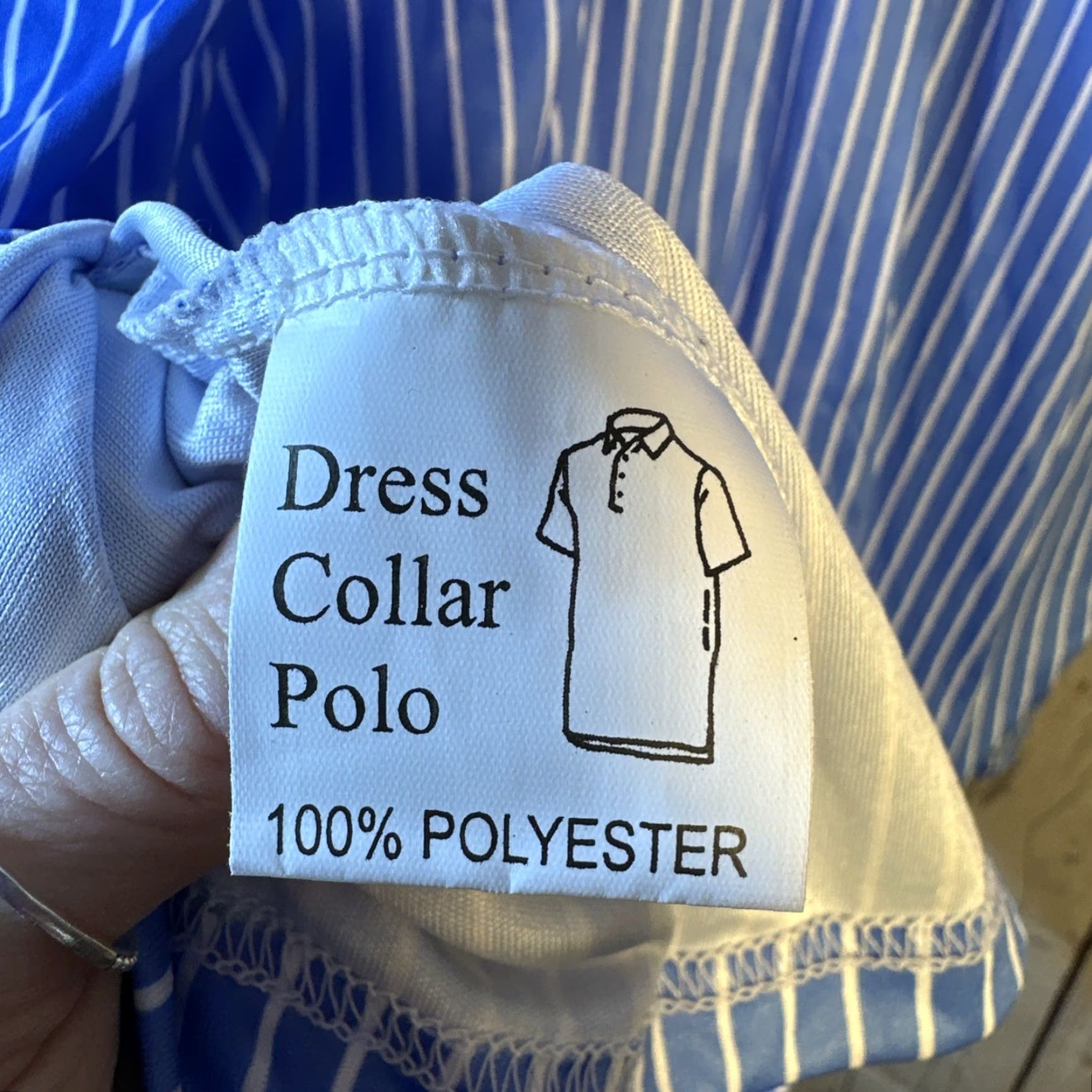 CO VINTAGE? (No, not vintage. Start with main selling point or brand.) Collars & Co Dress Collar Polo Shirt Mens 3XL Blue Striped Referee Shirt Size 48R - 5 Thumbnail