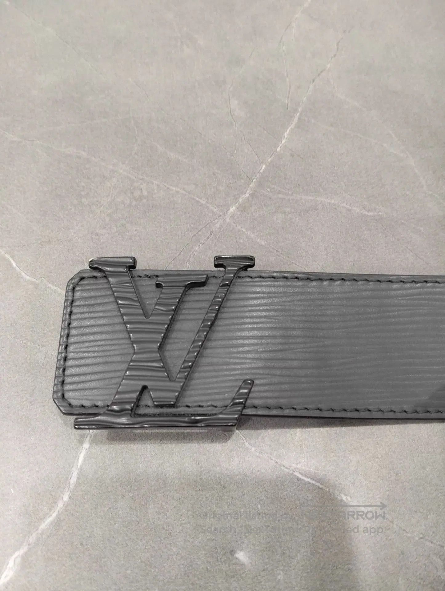 Louis Vuitton Gray Belt with Engraved Buckle. Size ONE SIZE - 2 Thumbnail