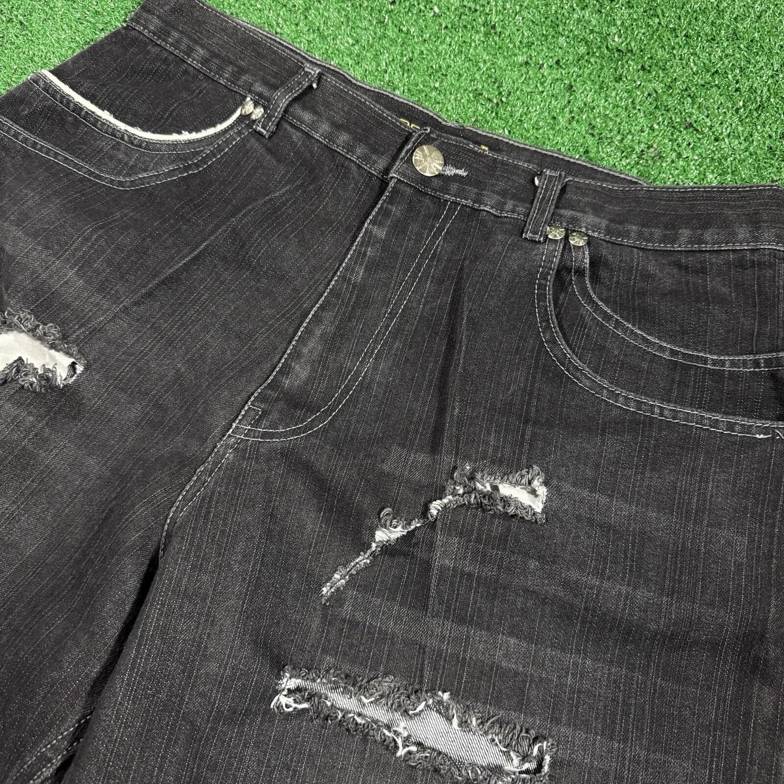 Other Y2K Red Ape Distressed Black Baggy Jeans Mens 36 Embroidered Size US 36 / EU 52 - 7 Thumbnail