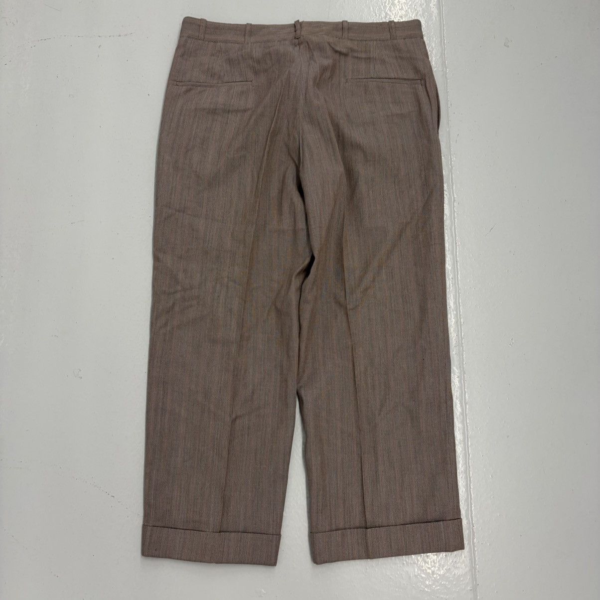 Other NOS Vintage 50s Brown Herringbone Wool Trousers 36x27 Size US 36 / EU 52 - 3 Thumbnail